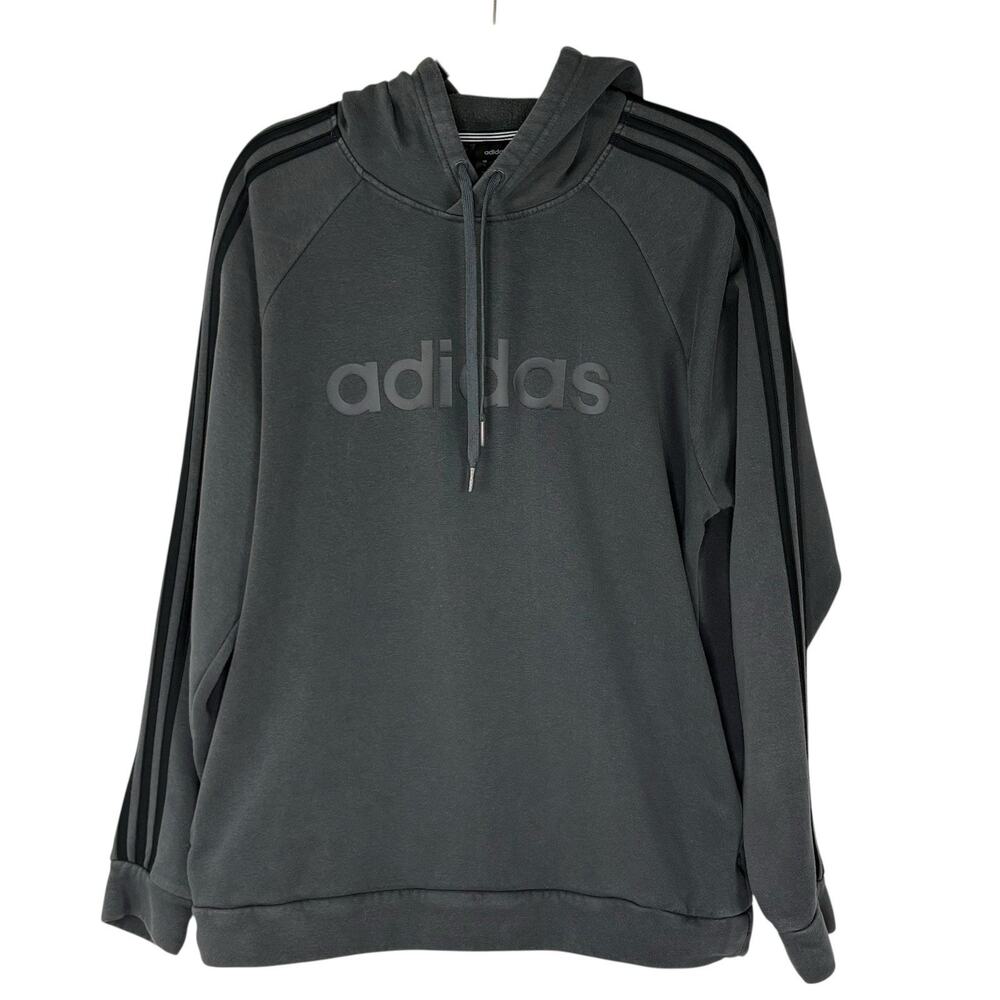 Adidas Women’s Pullover Hoodie 3 Stripe Dark Gray Black Size L